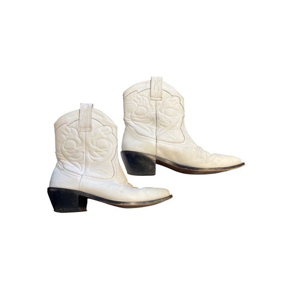 White Leather Urban Outfitters Cowboy Western Ankle Boots Women's Size 8 - Picture 1 of 6